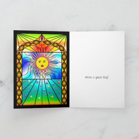 Prachtige zon Glas in lood kerkraam Kaart (Binnen)