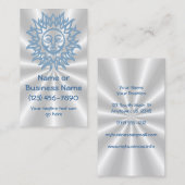 Prachtige Zon in Blauw op Zilveren Sunburst Achter Visitekaartje (Voorkant / Achterkant)