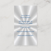 Prachtige Zon in Blauw op Zilveren Sunburst Achter Visitekaartje (Achterkant)