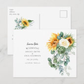 Prachtige Zonnebloem Eucalyptus Wedding Save Date Aankondigingskaart (Voorkant / Achterkant)