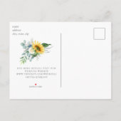 Prachtige Zonnebloem Eucalyptus Wedding Save Date Aankondigingskaart (Achterkant)