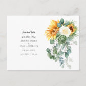 Prachtige Zonnebloem Eucalyptus Wedding Save Date Aankondigingskaart (Voorkant)