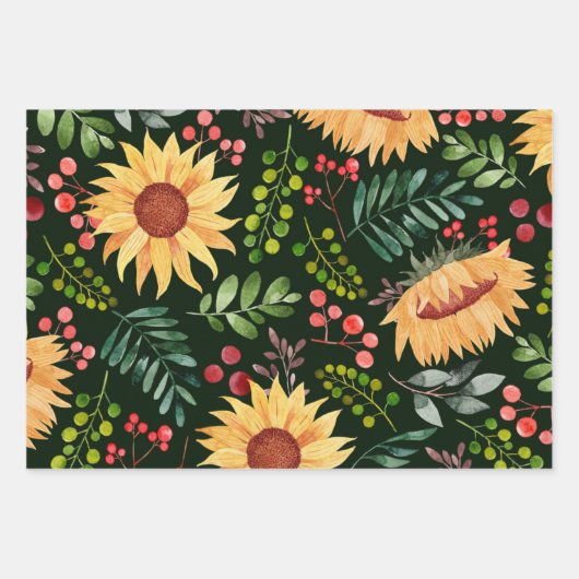 Prachtige zonnebloemen en Waterverf van Berries Inpakpapier Vel (Voorkant 3)