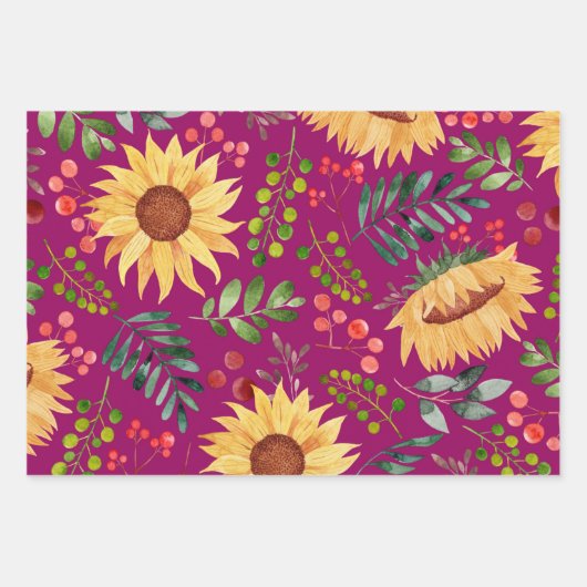 Prachtige zonnebloemen en Waterverf van Berries Inpakpapier Vel (Voorkant)
