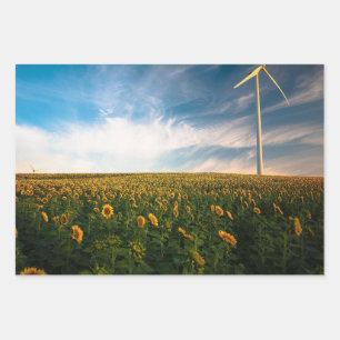 prachtige zonnebloemen met een wolkenblauwe hemel  inpakpapier vel