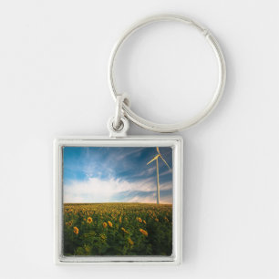 prachtige zonnebloemen met een wolkenblauwe hemel sleutelhanger