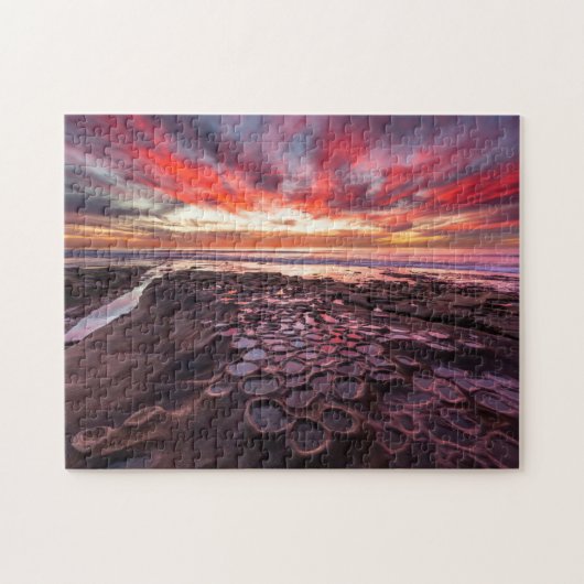 Prachtige zonsondergang bij de getijdenpoelen legpuzzel (Horizontaal)