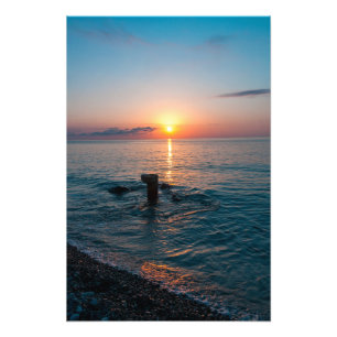 Prachtige zonsondergang bij zee. Batumi Georgia Foto Afdruk