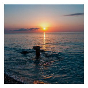 Prachtige zonsondergang bij zee. Batumi Georgia Perfect Poster