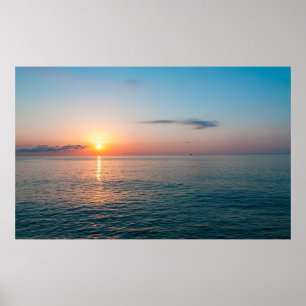Prachtige zonsondergang bij zee. Batumi Georgia Poster