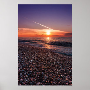 Prachtige zonsondergang bij zee. Batumi Georgia Poster
