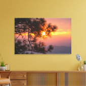 Prachtige zonsondergang door filialen canvas afdruk (Insitu (Woonkamer))