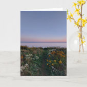 Prachtige zonsondergang en bloemen blanco kaart (Gele Bloem)