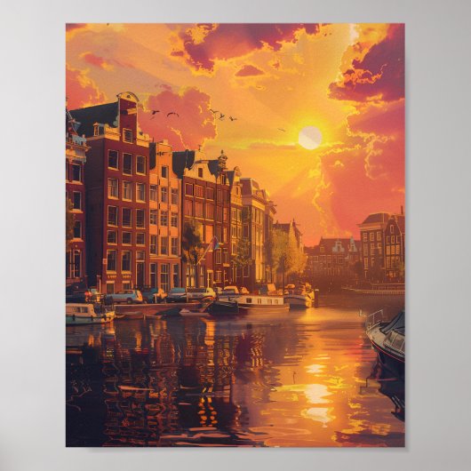 Prachtige zonsondergang in Amsterdam Nederland Poster (Voorkant)