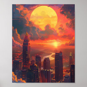 Prachtige zonsondergang in Atlanta Georgia USA Poster