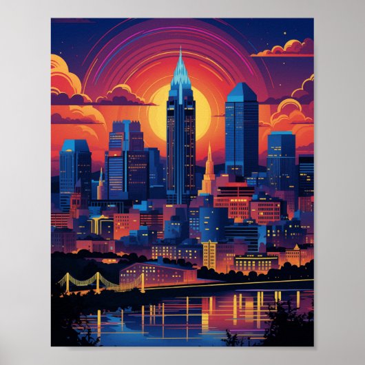 Prachtige zonsondergang in Cincinnati Ohio USA Poster (Voorkant)
