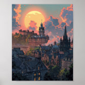 Prachtige zonsondergang in Edinburgh Schotland Poster (Voorkant)