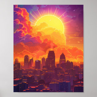 Prachtige zonsondergang in Kansas City USA Poster