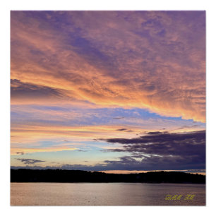 Prachtige zonsondergang met het glossy poster van 