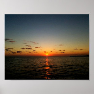 prachtige zonsondergang oceaangeel oranje rood poster