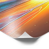 Prachtige zonsondergang op de Ocean Sandy Beach Foto Afdruk (Hoek)