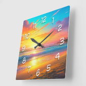 Prachtige zonsondergang op de Ocean Sandy Beach Vierkante Klok (Hoek)