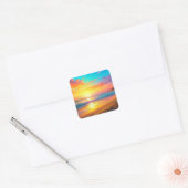 Prachtige zonsondergang op de Ocean Sandy Beach Vierkante Sticker (Envelop)