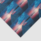 Prachtige zonsondergang op een kalm meerpatroon tissuepapier (Detail)