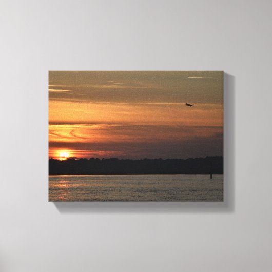 Prachtige zonsondergang over de rivier canvas afdruk (Voorkant)