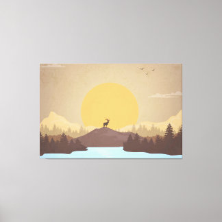 Prachtige zonsondergang over het landschap van het canvas afdruk