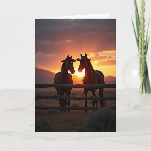 Prachtige Zonsondergang Paarden Kaart (Voorkant)