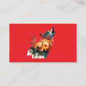 Prachtige zonsondergang Silhouette Howling Wolf Visitekaartje (Achterkant)