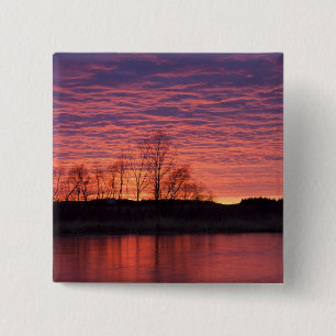 Prachtige zonsondergang weerspiegelt zich in de Ca Vierkante Button 5,1 Cm