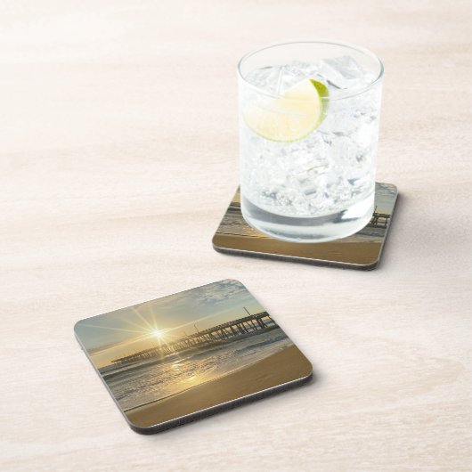 Prachtige zonsopgang bij Virginia Beach Pier - Sun Bier Onderzetter (Rechterzijde)