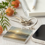 Prachtige zonsopgang bij Virginia Beach Pier - Sun Sleutelhanger (Voorkant Rechts)