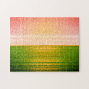 Prachtige zonsopgang boven groen veld - Abstracte Legpuzzel