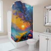 Prachtige zonsopgang over vijver douchegordijn (In situ)