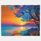 Prachtige zonsopgang over vijver fleece deken (Voorkant (Horizontaal))