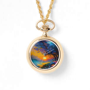 Prachtige zonsopgang over vijver horloge