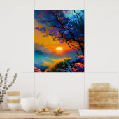 Prachtige zonsopgang over vijver poster (Keuken)