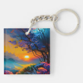 Prachtige zonsopgang over vijver sleutelhanger (Achterkant)