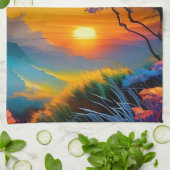 Prachtige zonsopgang over vijver theedoek (Gevouwen)