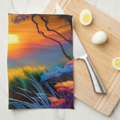 Prachtige zonsopgang over vijver theedoek (Quarter Fold)