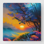 Prachtige zonsopgang over vijver vierkante klok (Voorkant)