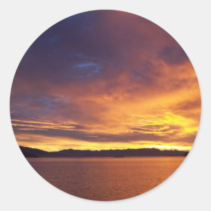 Prachtige zonsopgang ronde sticker