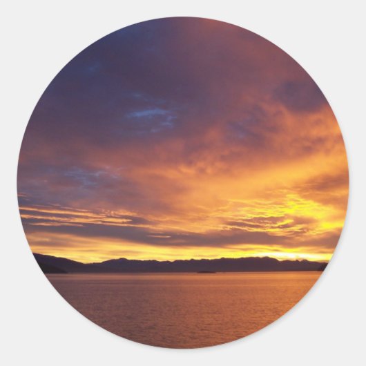 Prachtige zonsopgang ronde sticker (Voorkant)