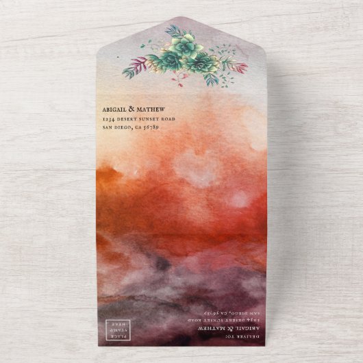 Prachtige, zuinige zonneschijnse Geometrische brui All In One Uitnodiging (Buitenkant)