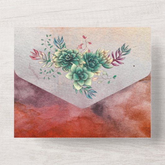 Prachtige, zuinige zonneschijnse Geometrische brui All In One Uitnodiging (Achterkant)