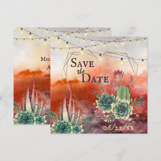 Prachtige, zuinige zonneschijnse Geometrische brui Save The Date (Voorkant / Achterkant)