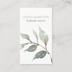 Prachtige zure Waterverf Sage Green Foliage Contactkaartje